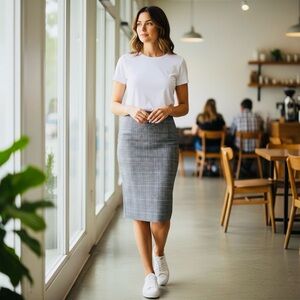 H&M Classic Gray Midi Skirt